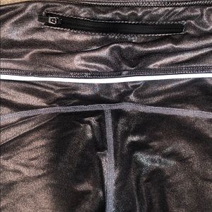 Alala Pants - Alala Metallic Silver with Mesh Cropped Leggings Alala Pants - Alala Metallic Silver with Mesh Cropped Leggings